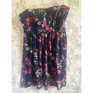 Torrid 1 Blue Floral Removable Straps Strapless‎ Dress Plus Size 1x 14 16 NWT